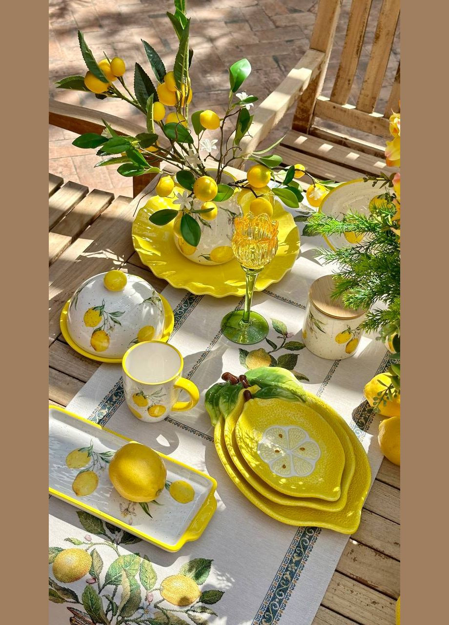 Блюдо прямоугольное керамическое Сочные лимоны, 31.5*12.5*2.5см No Brand (302433977)