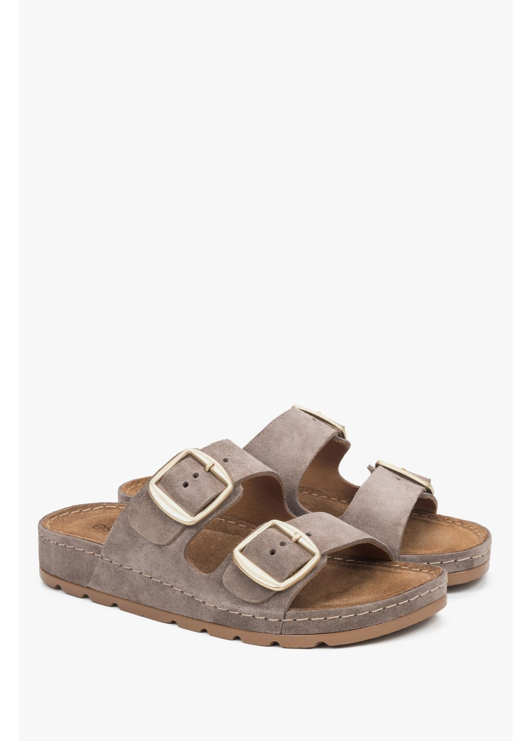 Темно-бежевые мюли, цвет темно-бежевый Estro