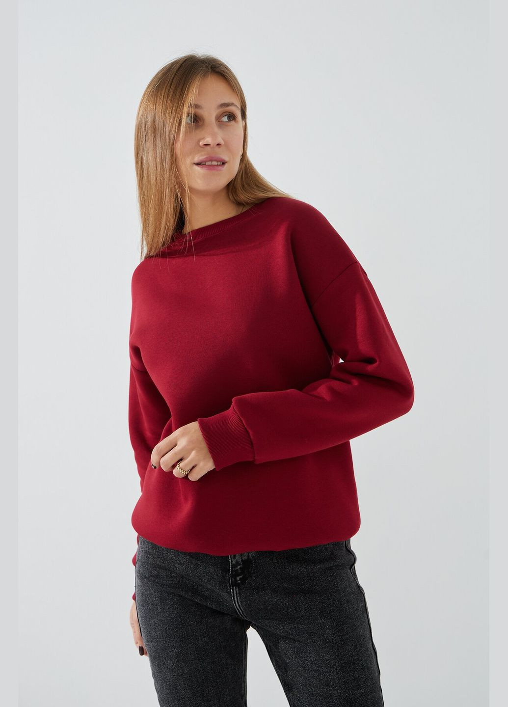 Бордовий світшот однотонний жіночий 2420 shop (2000990792969) Blue World (316007238)