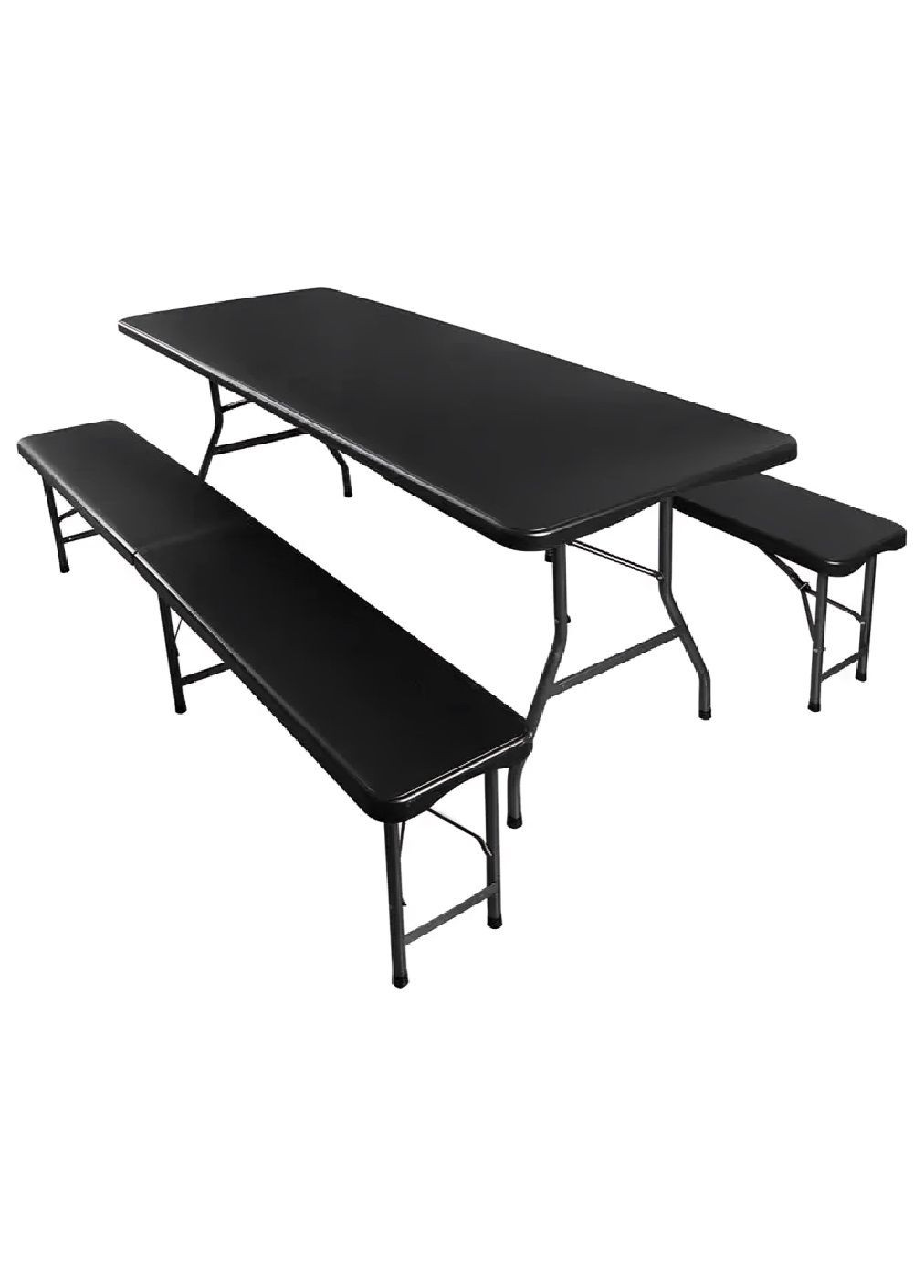 Набір комплект садових меблів стіл із лавочками протиковзкими накладками на ніжках складна конструкція (479665-Prob) Чорний Unbranded (322766734)