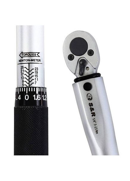 Ключ динамометрический 1/4" 5-25 Nm L272мм + 7 бит (465014025) S&R (323087528)