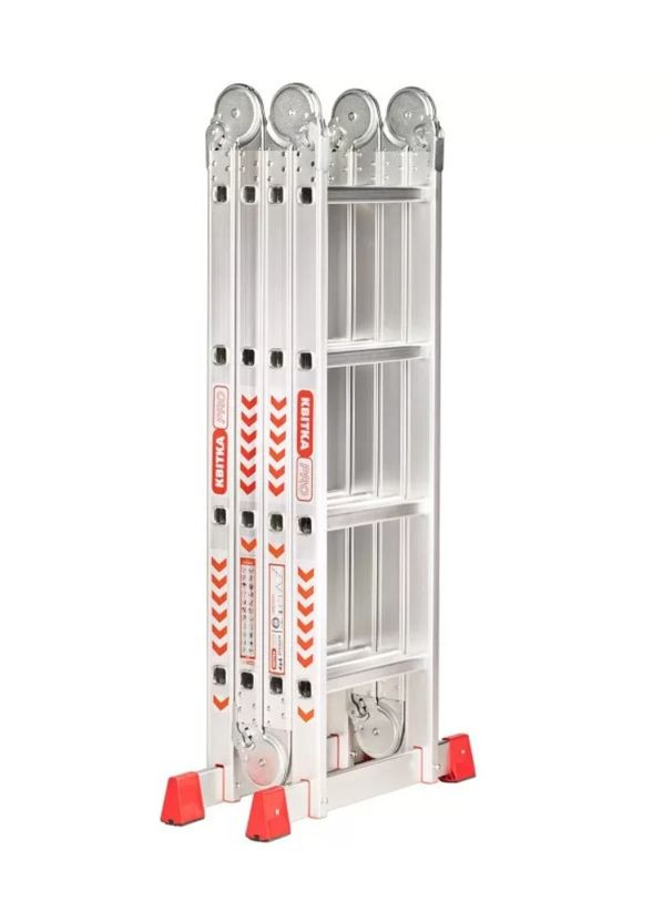 Алюмінієва драбина-трансформер PRO HD (4x4 сходинок) алюмінієва 4-секційна (24691) КВІТКА (315765421)