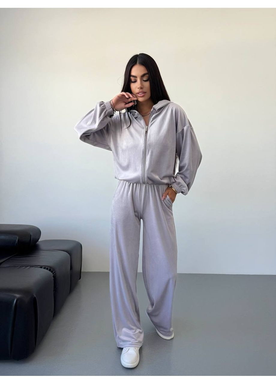 Жіночий велюровий костюм: кофта, топ та штани-палаццо MonCher (353848563)