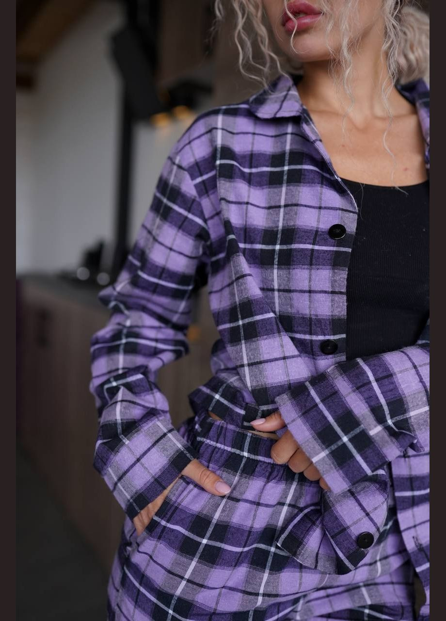 Фиолетовая флонелевая пижама No Brand