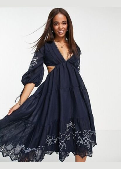 Темно-синя кежуал сукня Asos з квітковим принтом