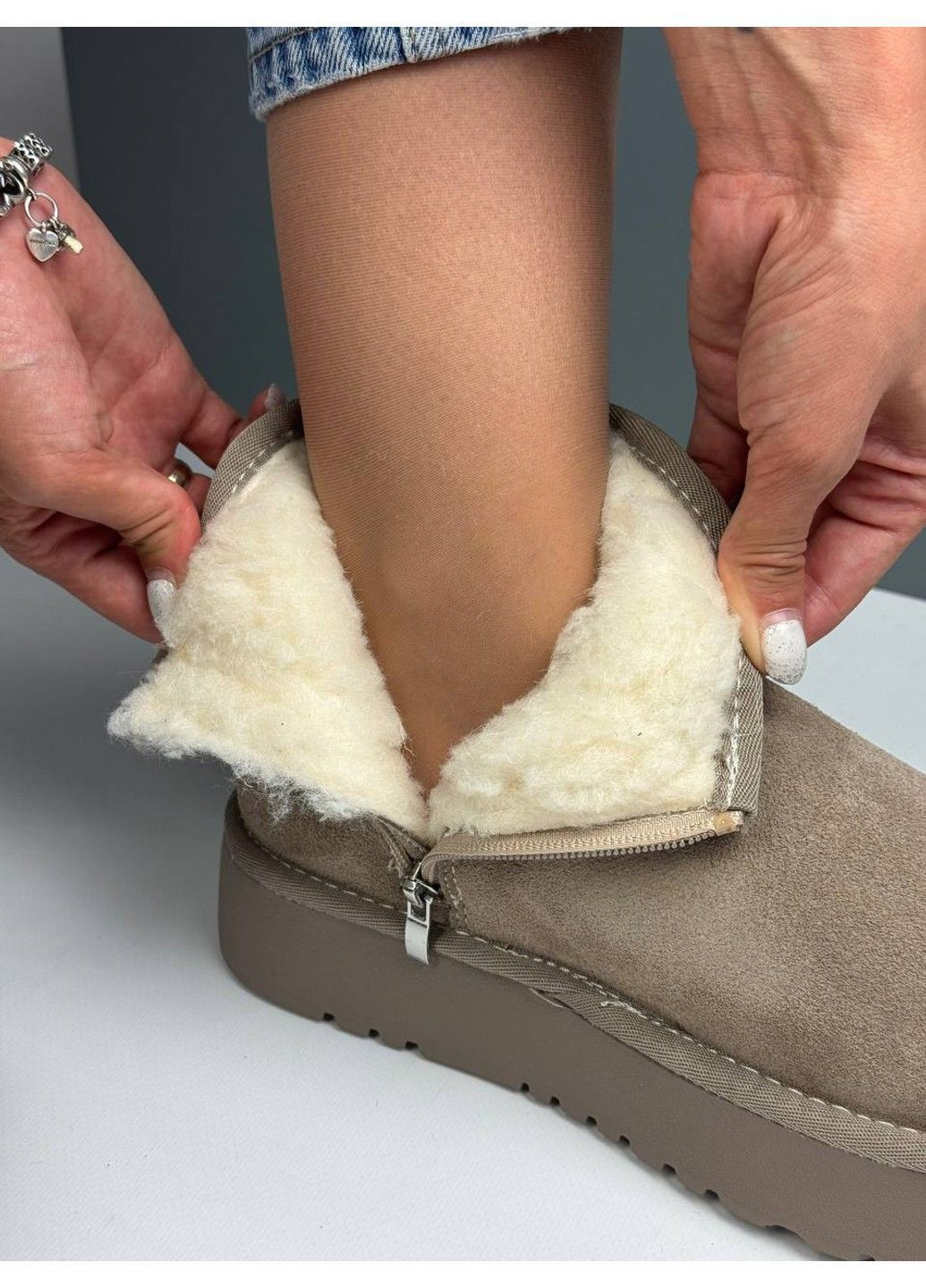 473 УГІ Бежеві Замшеві с блискавкою Hengji (367960241)