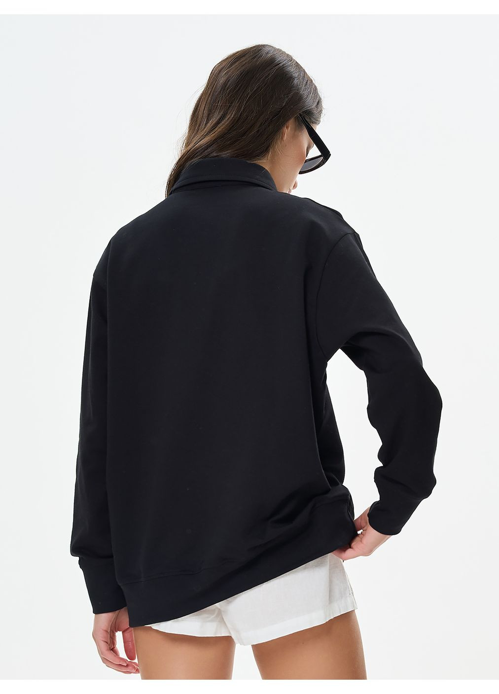 Чорний світшот-поло жіночий у кольорі капучіно тм роза Роза однотонний гудзики (363367616)