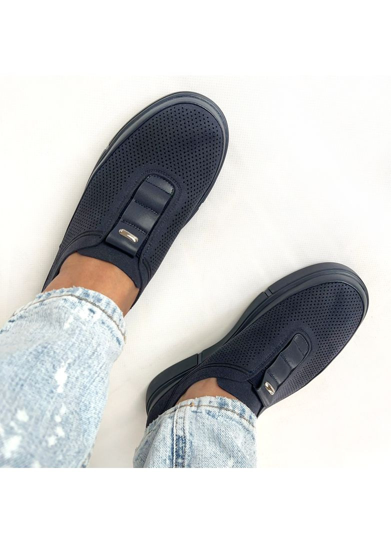 Жіночі темно-сині мокасини з перфорацією . Weide (359403297)