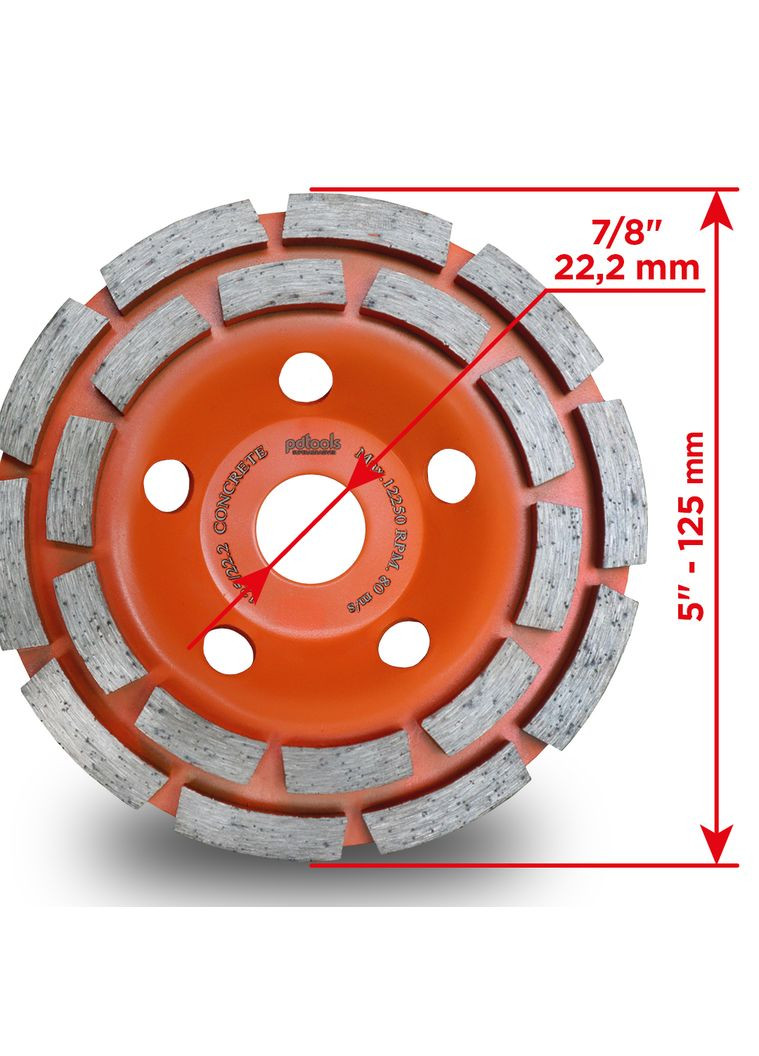 Чашка алмазна шліфувальна по бетону CONCRETE 125 (42159) PDTools (306552521)