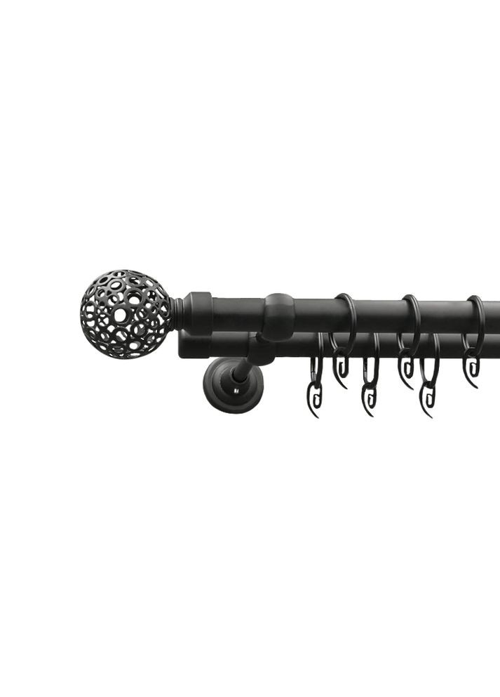 Карниз для штор Орнелла металлический двухрядный гладкая труба кольцо металлическое Черная 25\19 мм 160 см ORVIT (299335815)