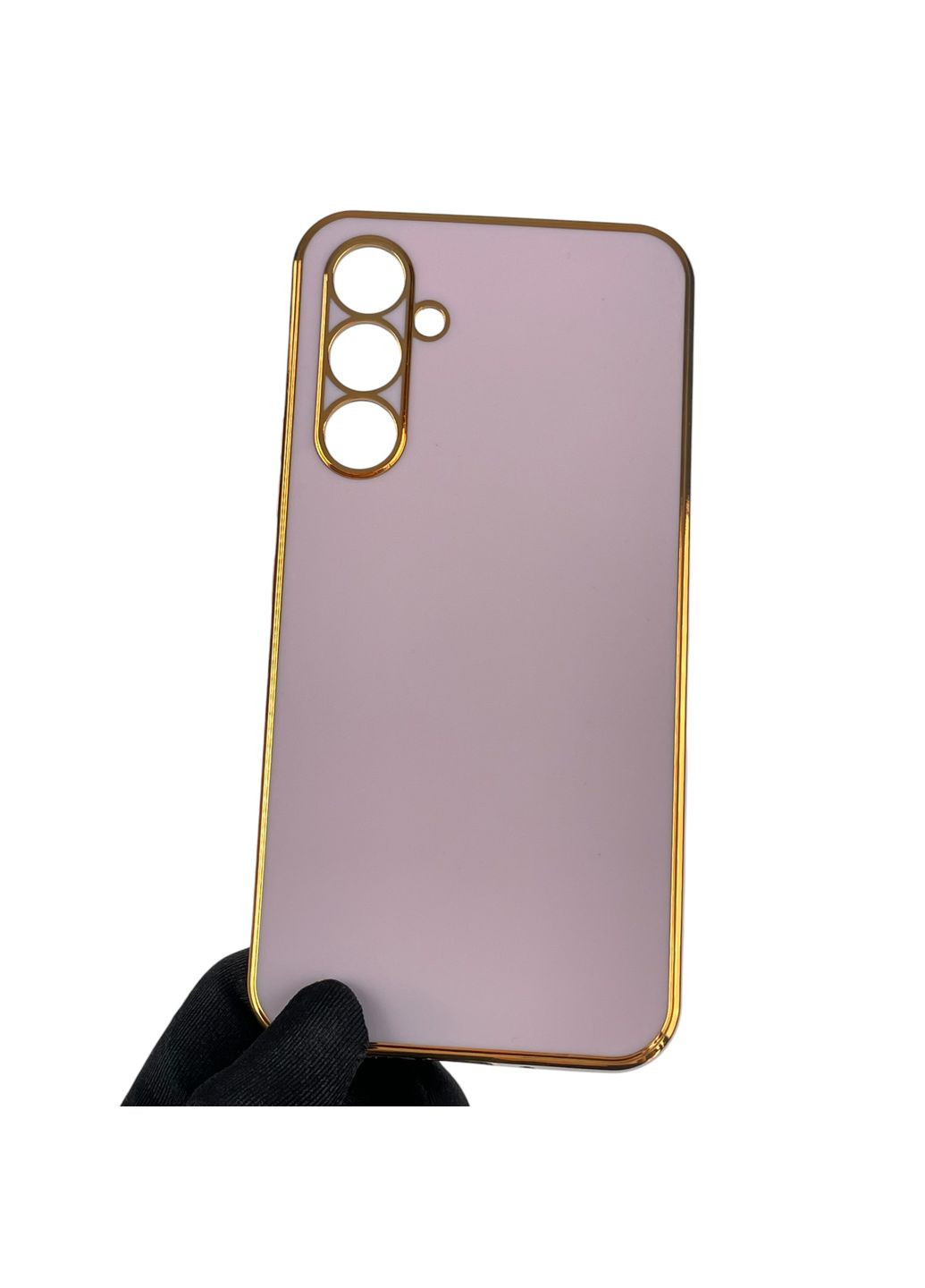 Чохол для Galaxy A54 5G SM-A546E глянсовий із золотою окантовкою із захистом камери на самсунг а54 бузковий Samsung (366018993)