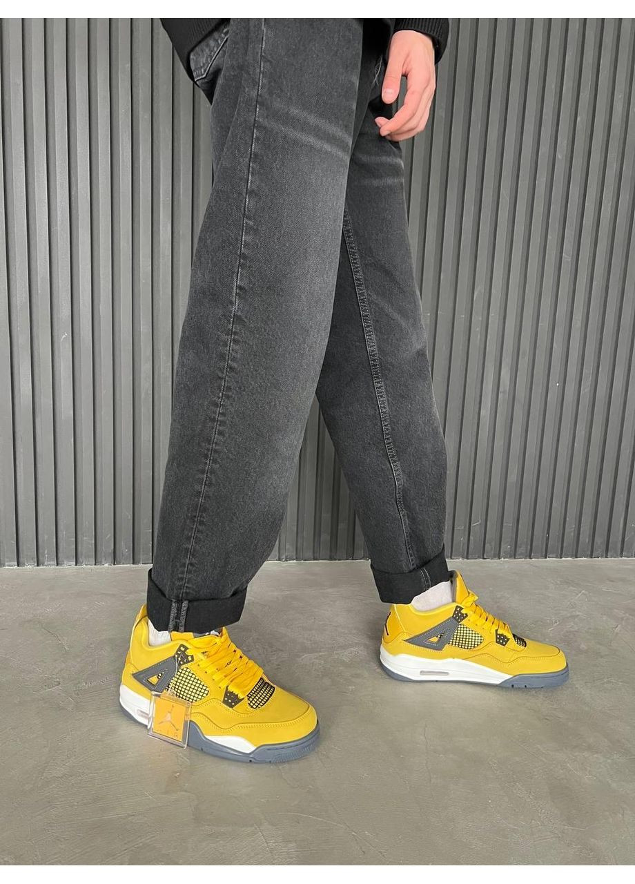Білі Осінні кросівки чоловічі nike air jordan retro 4 yellow 1 найк аір джордан No Brand