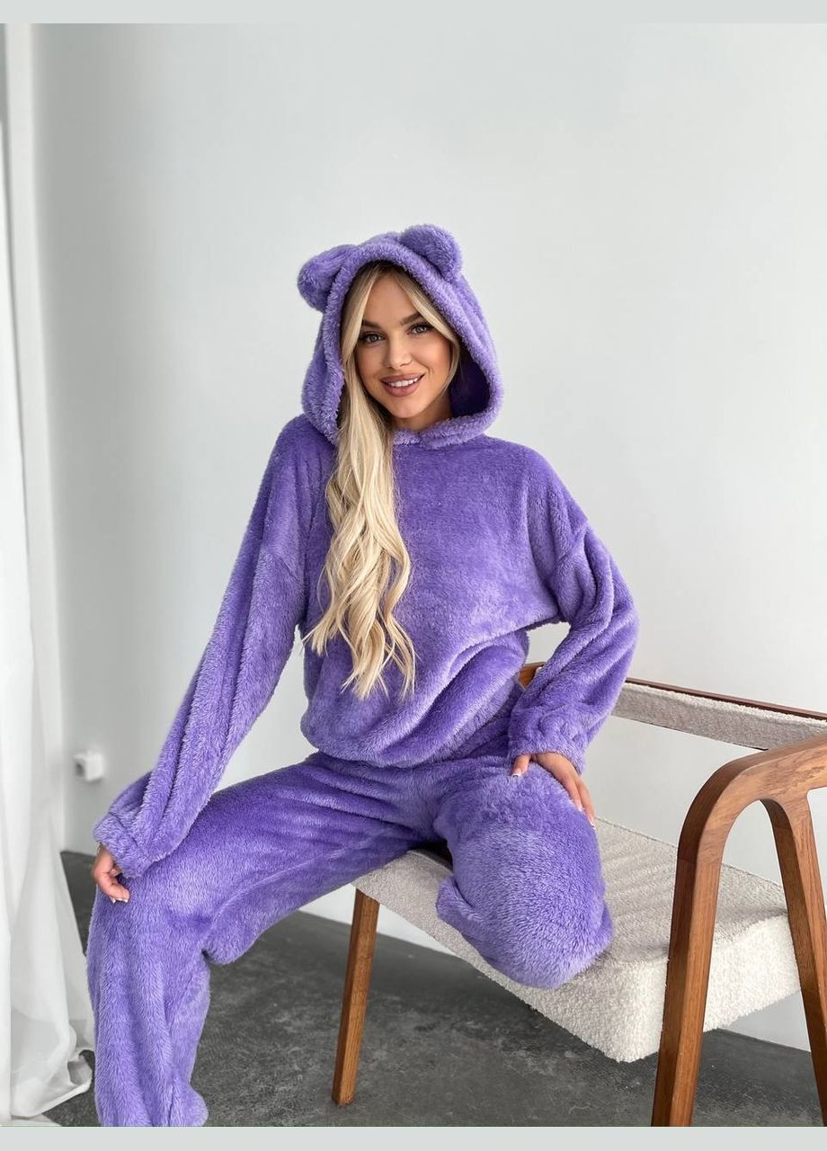 Женский махровый домашний костюм лавандового цвета 29413 No Brand (323643769)