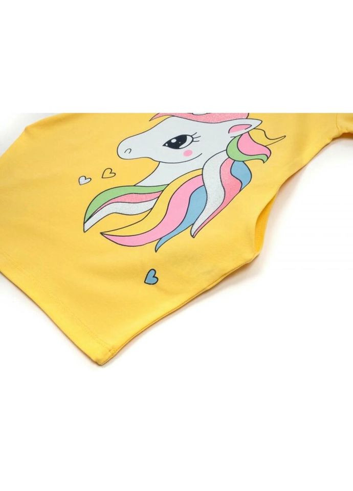 Комбинированное платье с единорогом (15744-104b-yellow) Breeze (300624831)