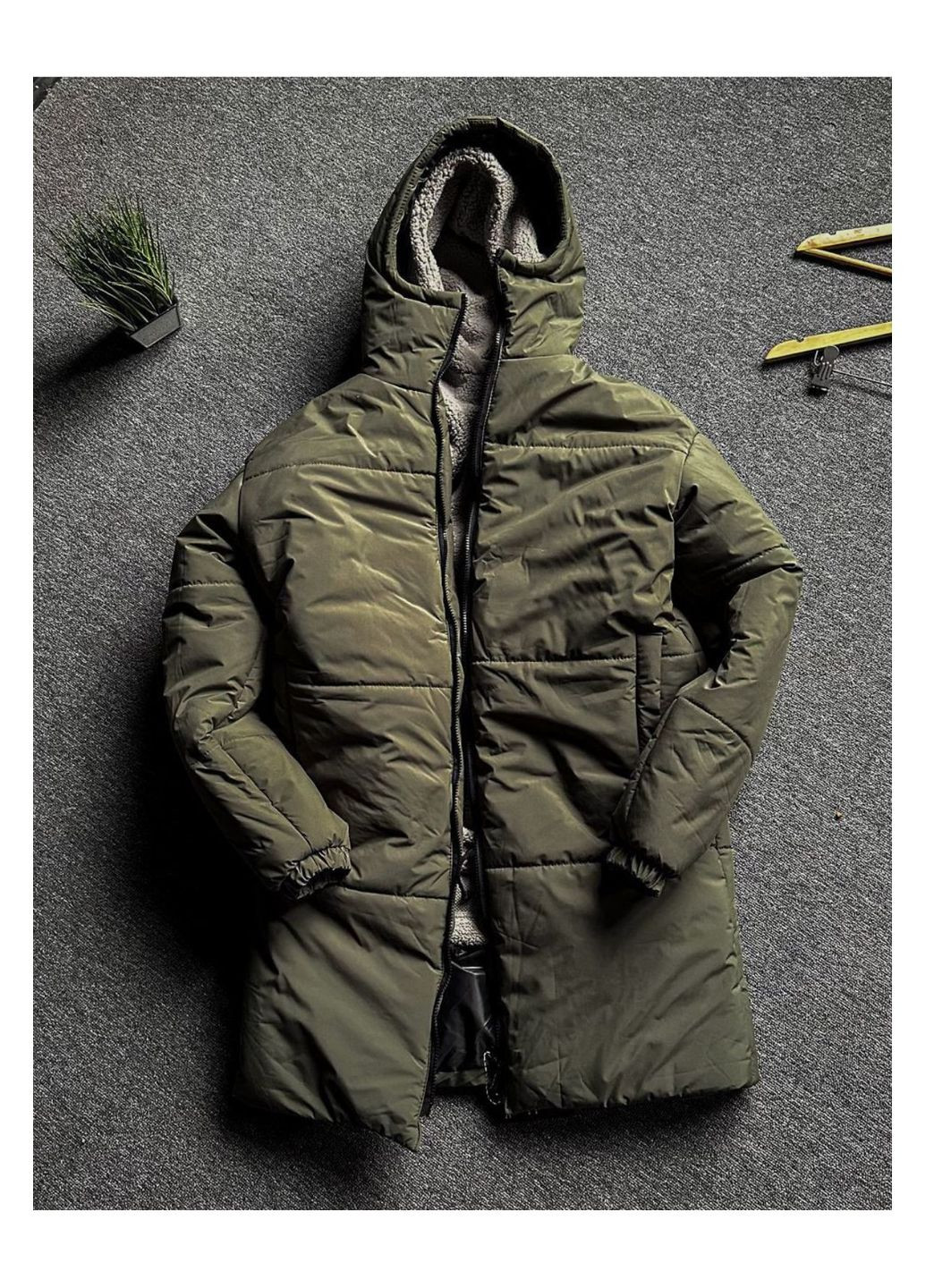 Оливковая (хаки) зимняя зимняя мужская куртка No Brand