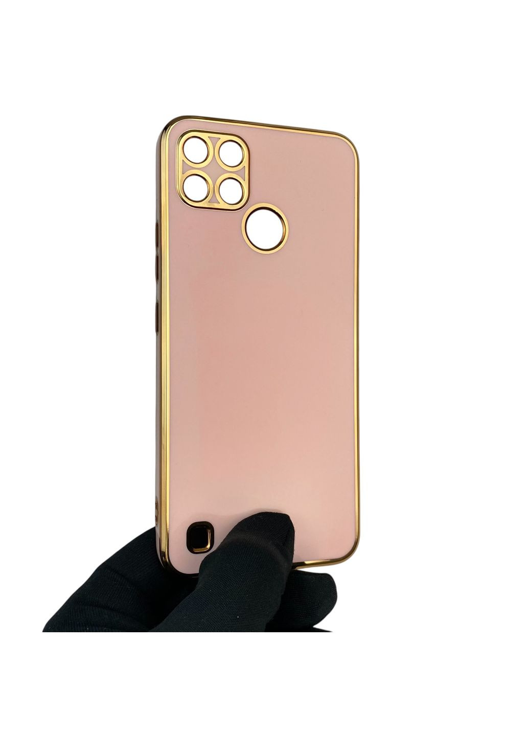 Чехол для C30 с защитой камеры с золотой окантовкой на реалми с30 пудровый gs1 Realme (366234673)