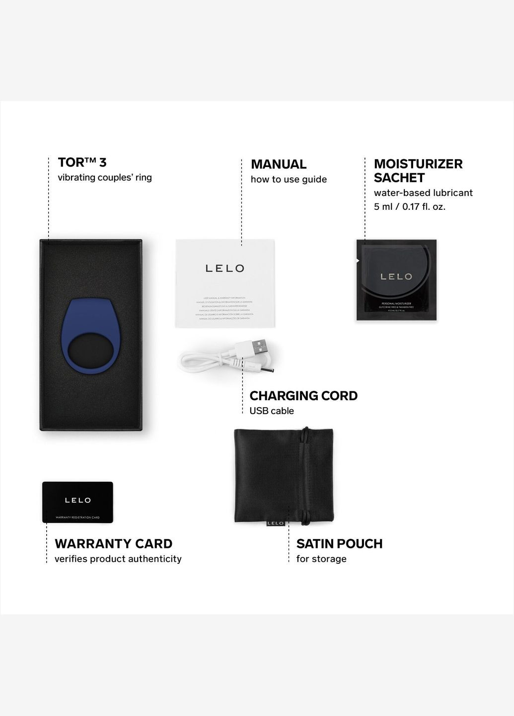 Ерекційне кільце з вібрацією Tor 3 Base Blue, керування зі смартфона Lelo (301039097)