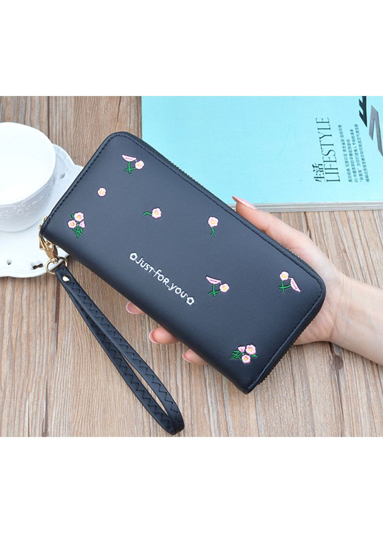Женский клатч кошелек с вышивкой цветами на молнии для документов и денег экокожа ProDobro (363221448)