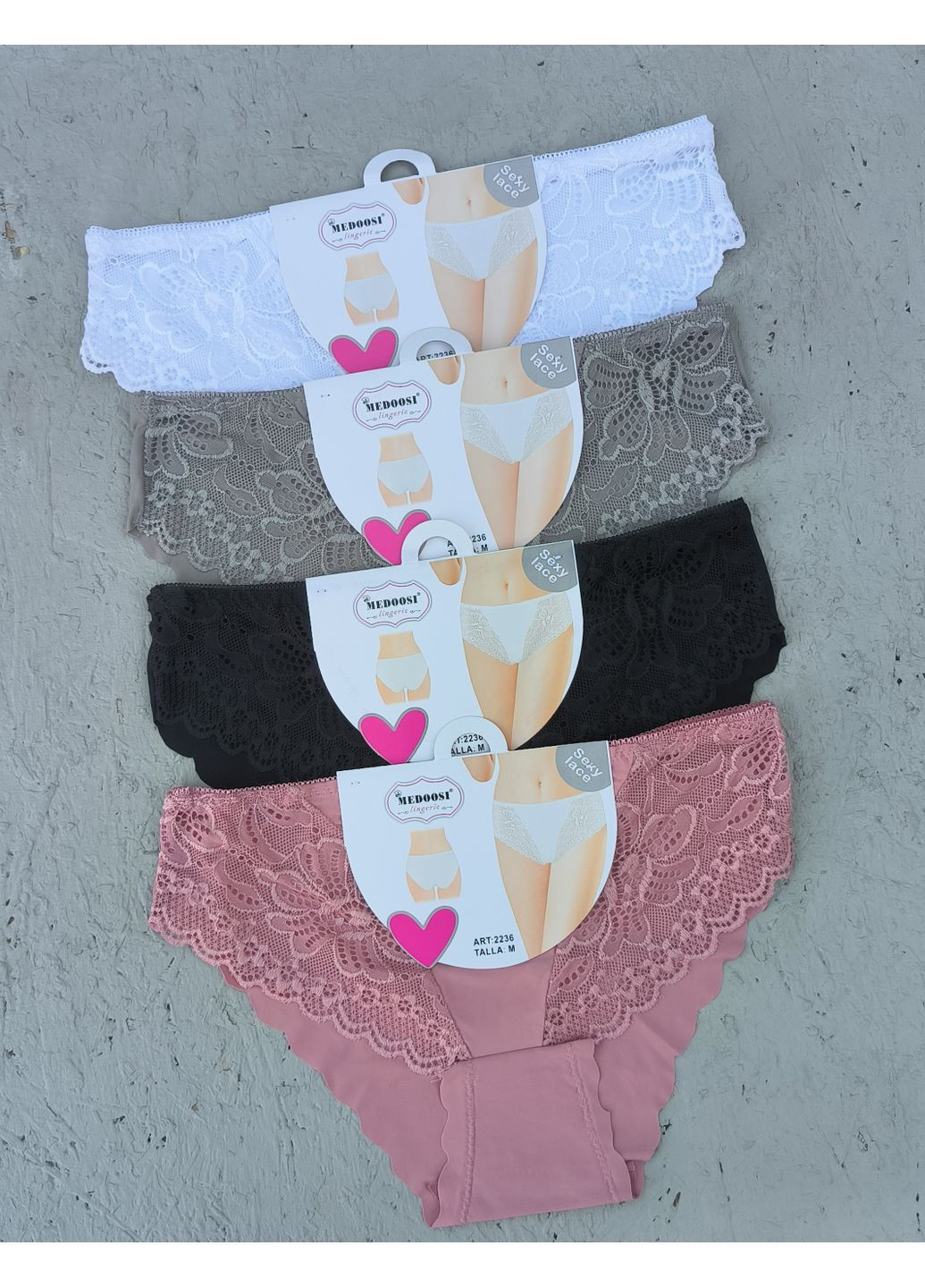 Набор 4 шт. слепые легкие и нежные трусики с кружевом и бесшовными краями. No Brand (364197241)