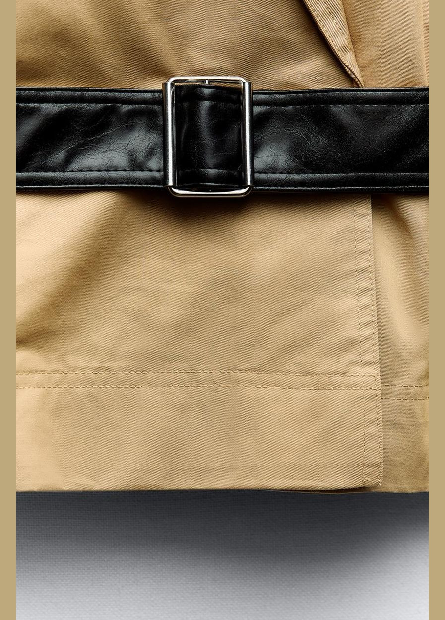 Тренч плащ короткий Zara тренчкот на пуговицах демисезон (301591061)