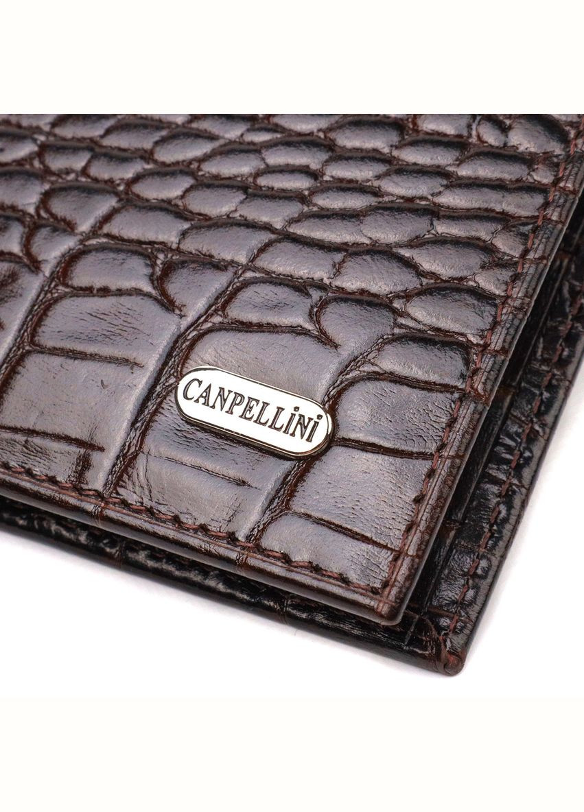 Вместительное мужское портмоне из натуральной кожи с тиснением под крокодила 21870 Canpellini (298570806)