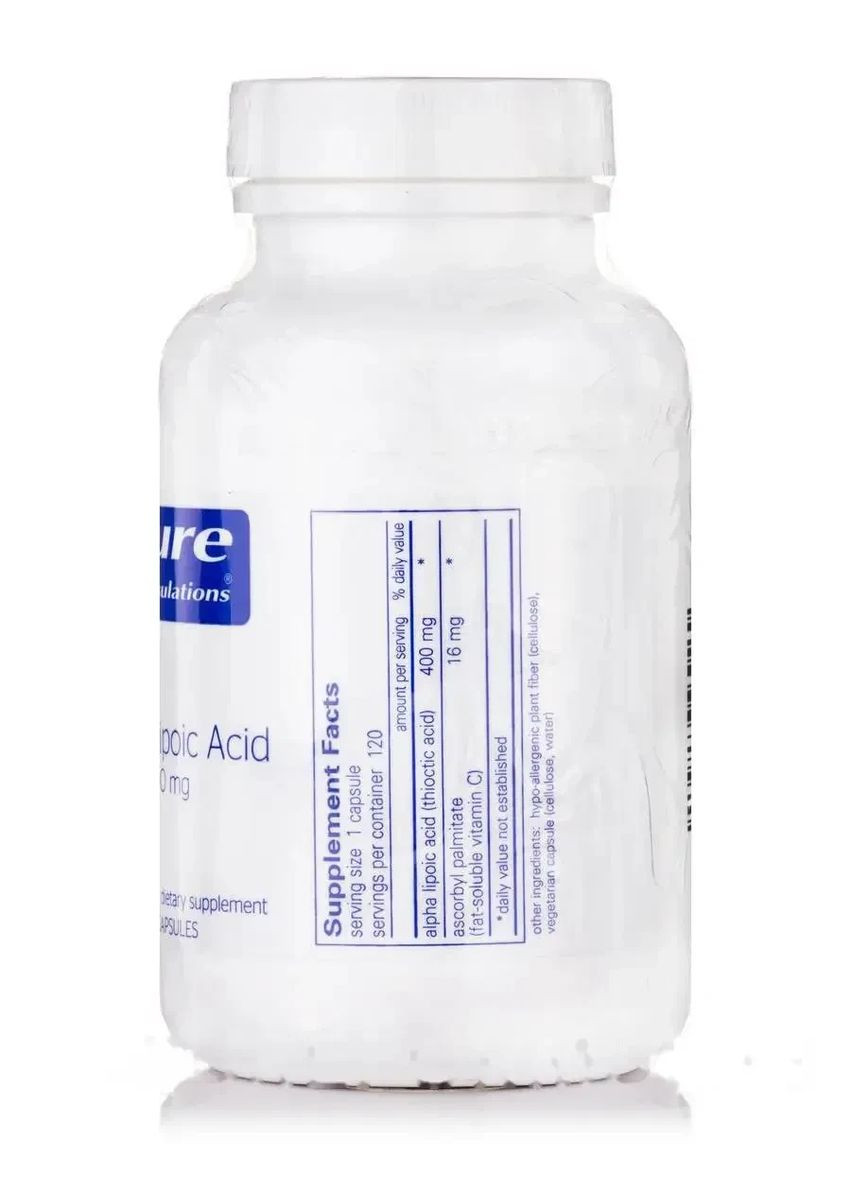 Альфа-ліпоєва кислота (Alpha Lipoic Acid) 400 мг 120 капсул Pure Encapsulations (370188665)