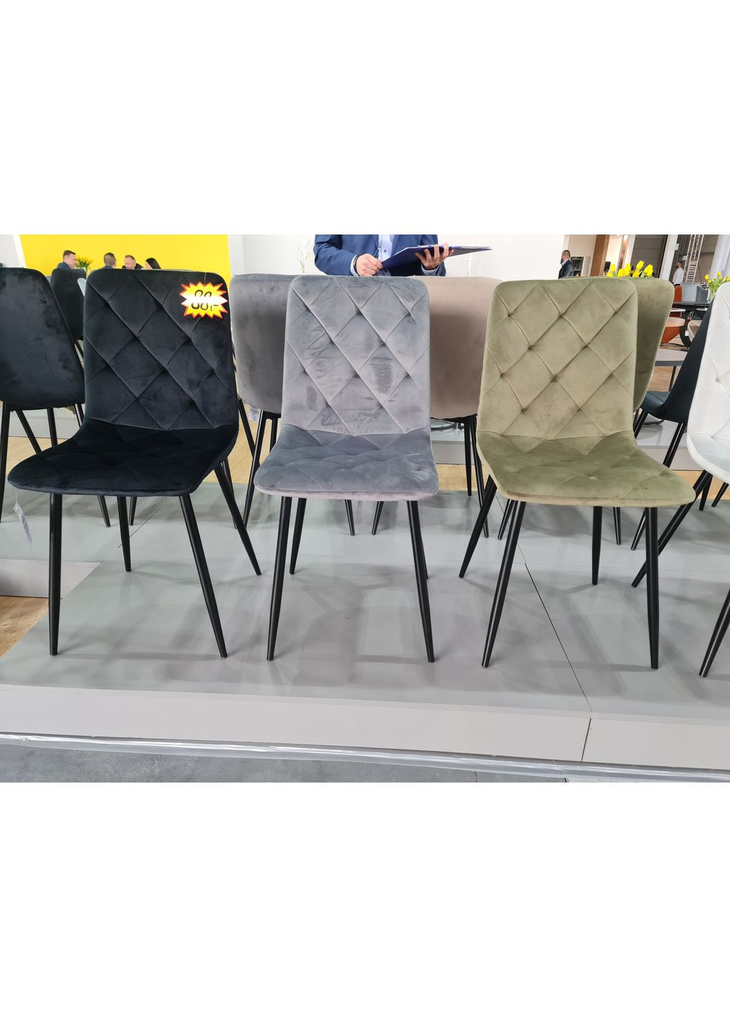 Стілець кухонний JERRY VELVET чорний каркас/сірий BL.14 JERRYVCSZ Signal (372178296)