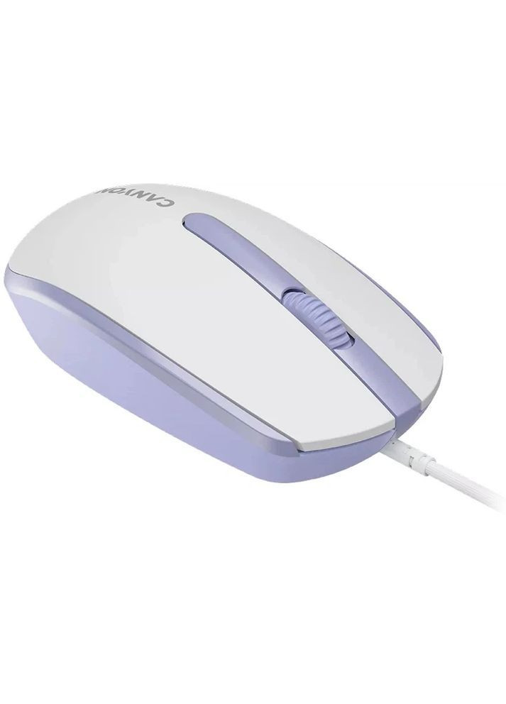 Компьютерная мышь проводная средняя бело-фиолетовая 1000 dpi, оптическая, 3 кнопки Canyon (372445498)
