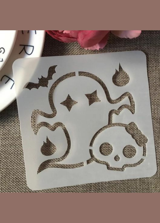 Трафарет Хэллоуин Привидение 13 на 13 см серый Jannet Трафарет (303832408)