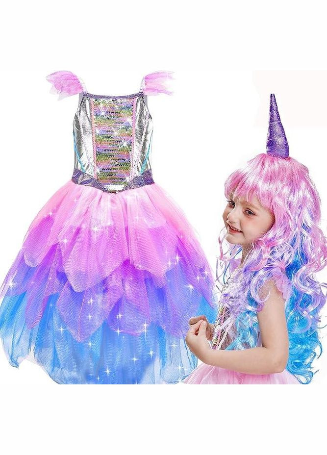Костюм Единорога, карнавальное платье для девочек с цветным париком для праздников, вечеринок, спектаклей No Brand (353746157)