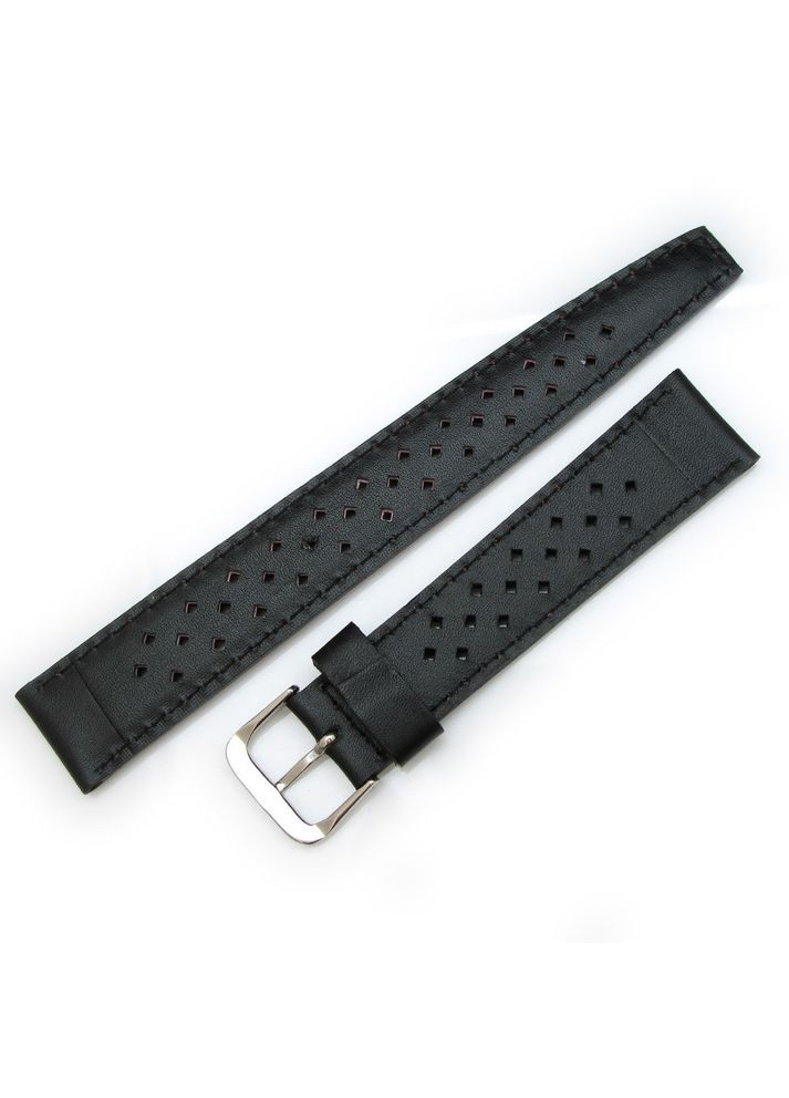 Черный кожаный ремешок для часов Taikonaut Diamond Punch Holes 18 мм MiLTAT (292132761)