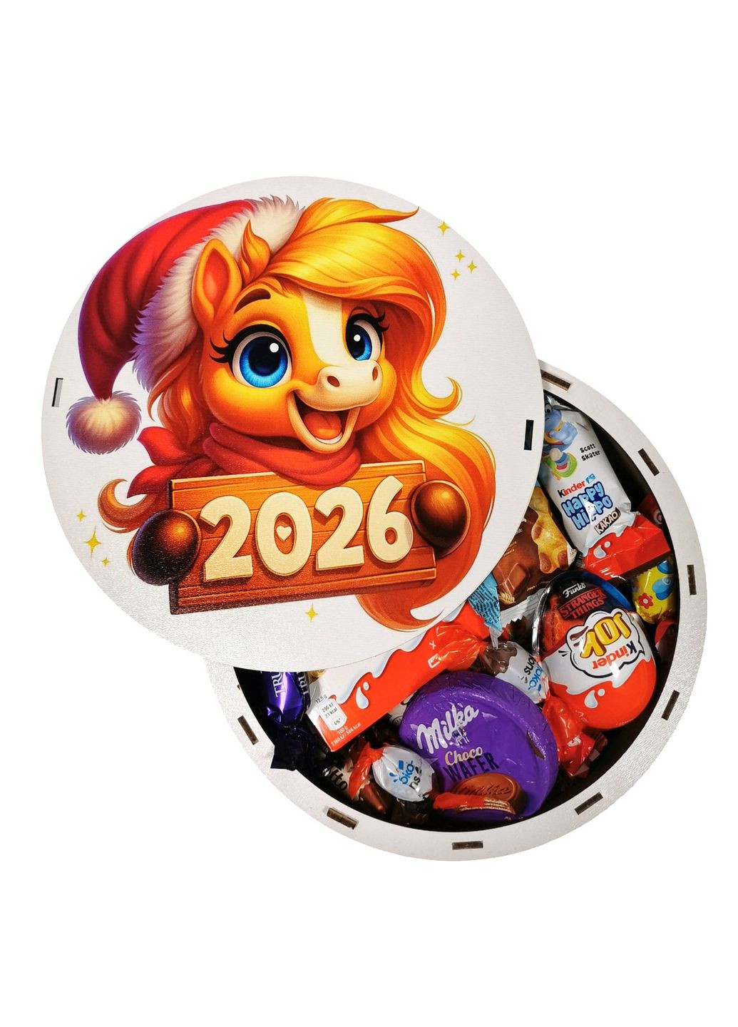 Подарок №43-1 Milk & Kinder "Подарок для чемпиона" 860г (21х21х9 см, в деревянной коробке) Унікальна цукерка (372656474)