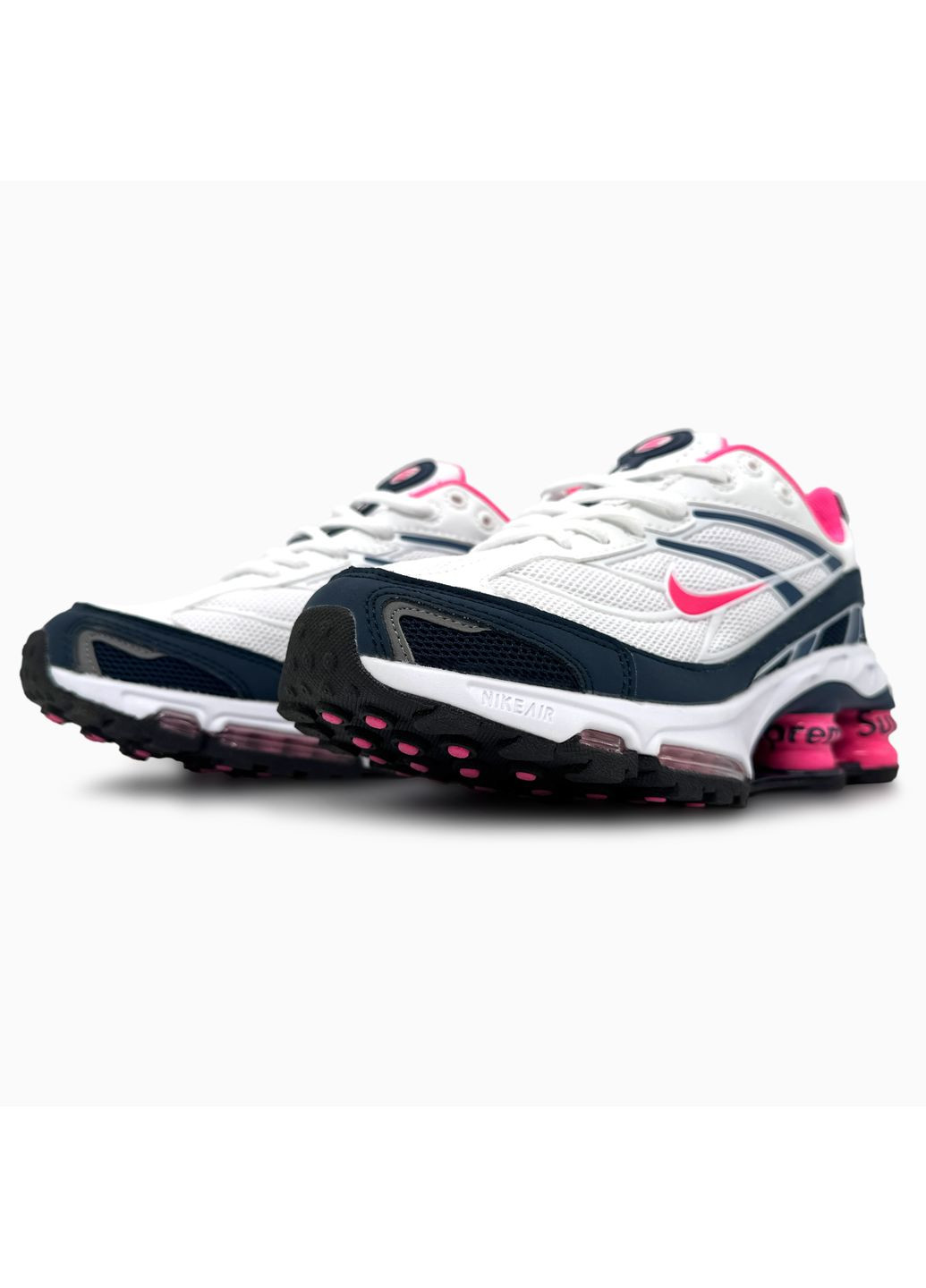 КРОССОВКИ ЖЕНСКИЕ NIKE SHOX RIDE 2 SP X SUPREME WHITE / BLUE / PINK НАЙК ШОКС No Brand розовые демисезоны (368862429)