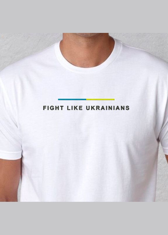 Белая футболка с вышивкой fight like ukranians 01-1 мужская (130662-17-4) No Brand