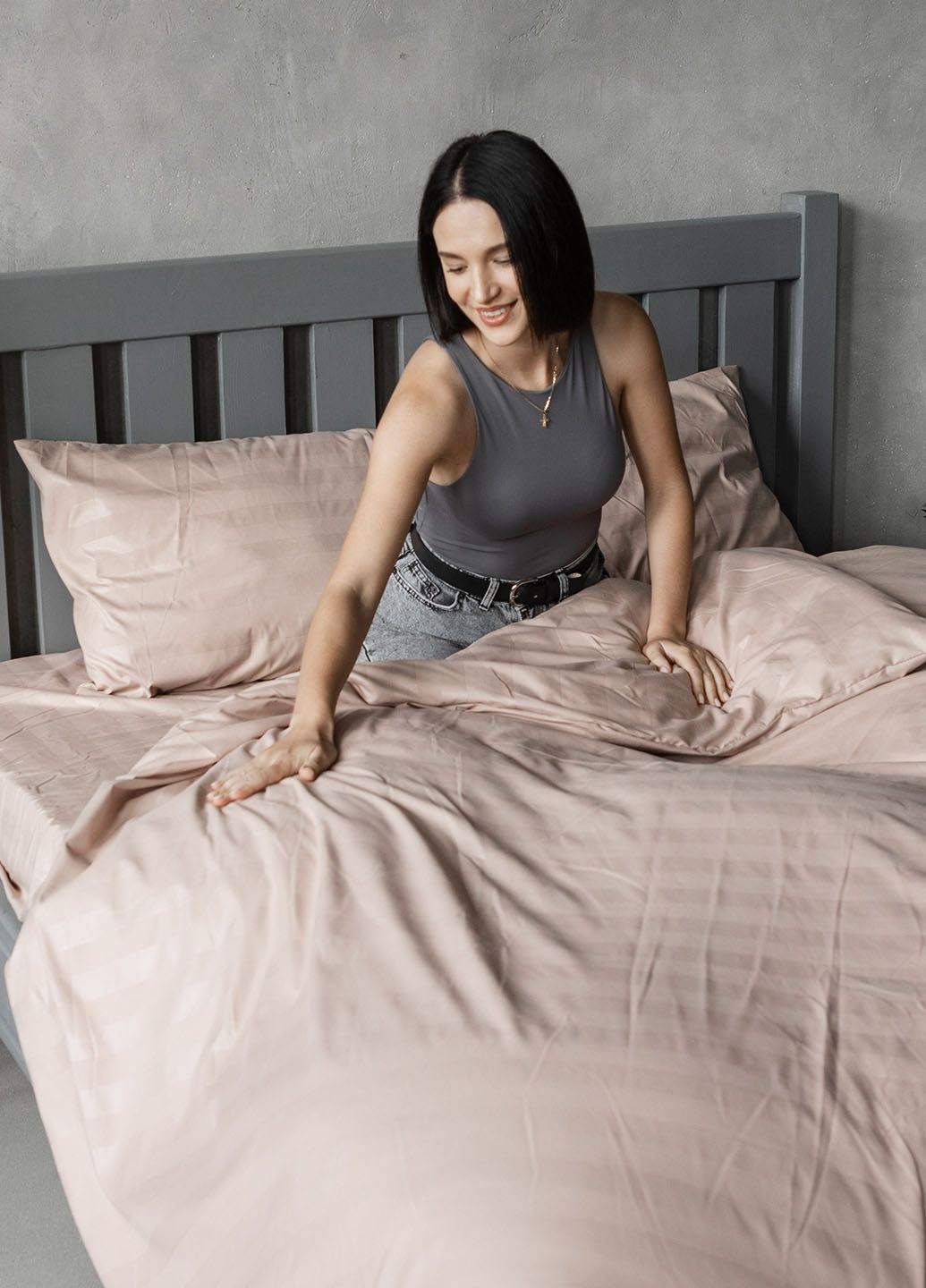 Комплект постельного белья на резинке Страйп (полуторный) Homedec - (352477634)