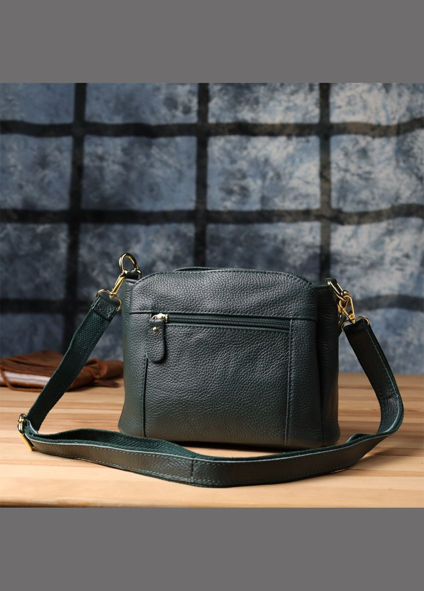 Кожаная сумка для женщин с тремя отделениями 22977 Зеленый Vintage (348358986)