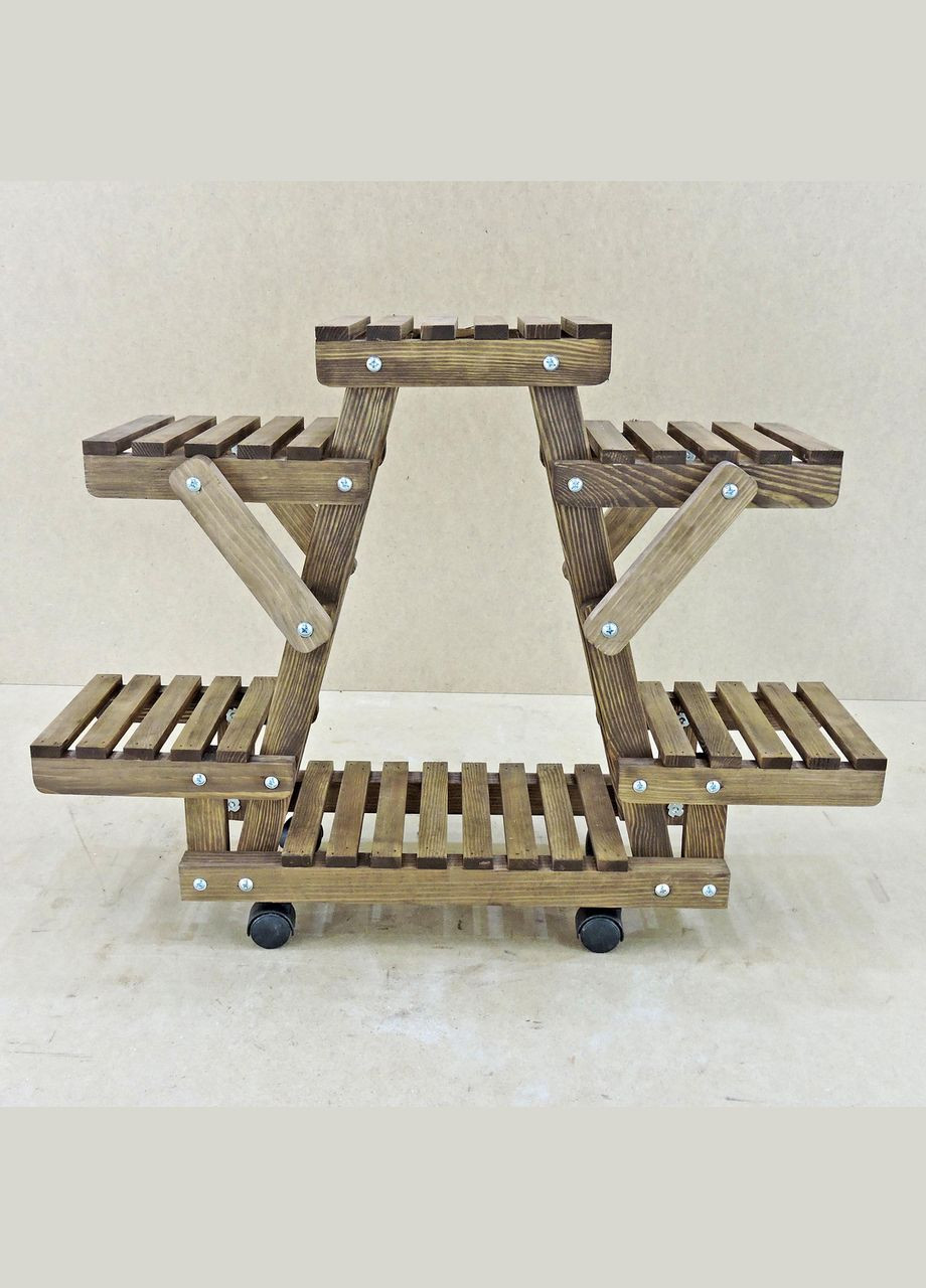 Подставка для цветов из дерева Тулуза капучино на колесиках (ЦВТ-101709) No Brand (328227354)