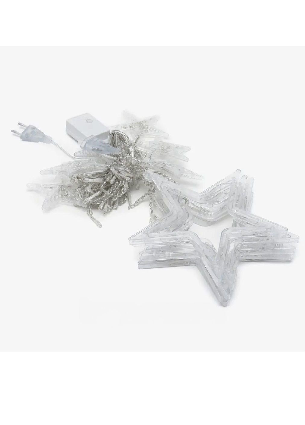 Світлодіодна кімнатна гірлянда штора на вікно з роботою від мережі контролером фігурками зірочок 3 м 120 LED (478653-Prob) Біла Unbranded (307932099)