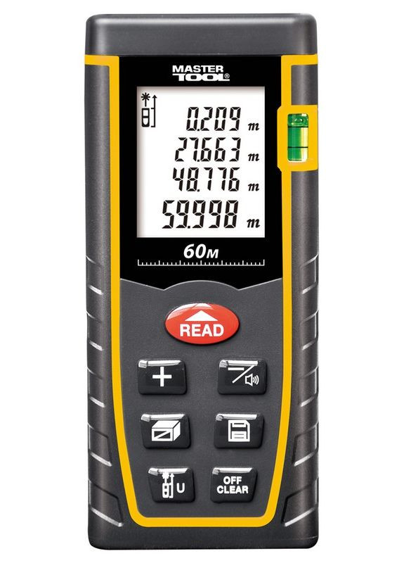 Дальномер лазерный до 60 м ± 2 мм/м пам'ять 30 клас лазера I IP54 живлення ААА*2 чохол 30-0960 Mastertool (364964776)