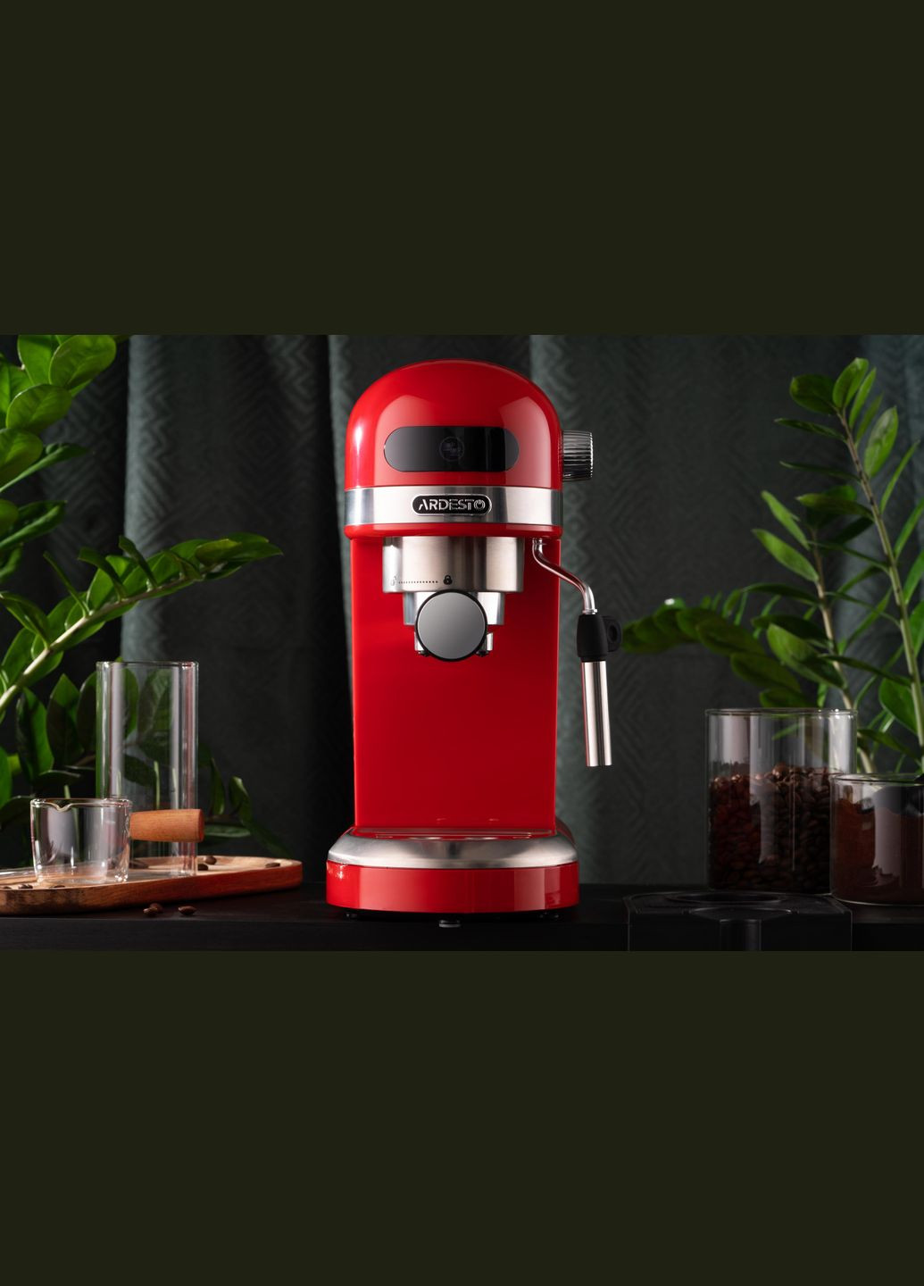 Кавоварка YCM-E1501 - еспресо ріжкова/1.4 л/італ. помпа 20 бар/сенсор. панель/PID контроль/1350 Вт/червона Ardesto (314775598)