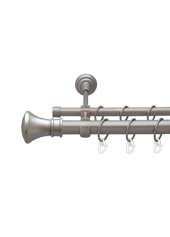 Карниз Люксор металлический двухрядный открытый гладкая труба Сатин 25\16 мм 200 см (00-00011024) ORVIT (300284564)