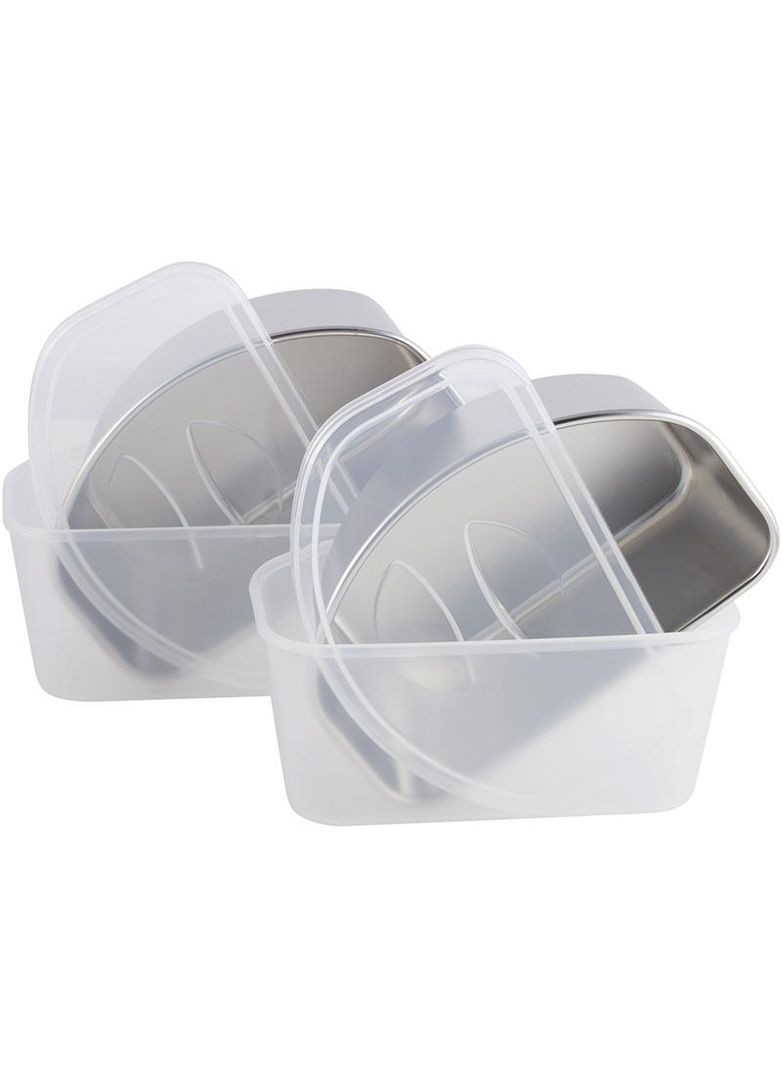 Ланч-бокс Snack 750мл білий контейнер для їжі з двома ємностями та ручкою для обіду Kamille (368989286)