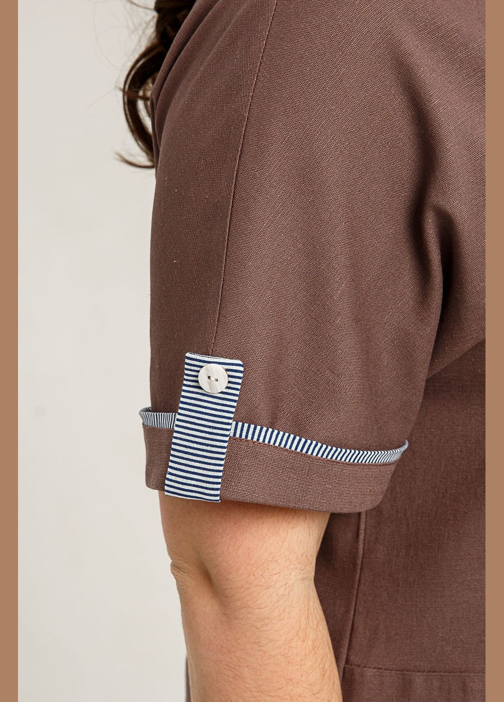 Світло-коричнева повсякденний жіноча літня лляна сукня емма з накладною кишенею all posa (ap101407p) A'll Posa