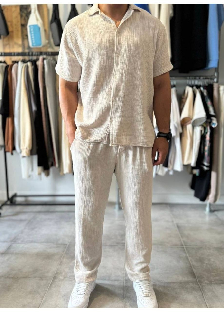 Бежевая классическая рубашка однотонная DK/DL Мода без кордонів