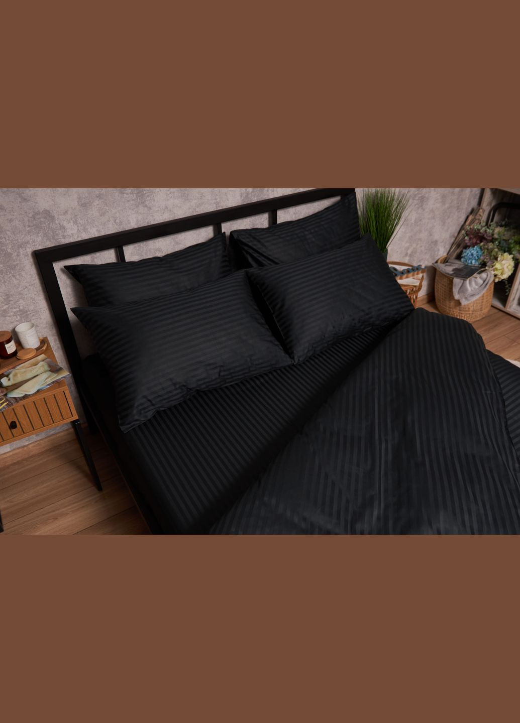 Комплект постельного белья Satin Stripe «» двуспальный 175х210 наволочки 2х40х60 (MS-820005255) Moon&Star Midnight Luxe (296910079)