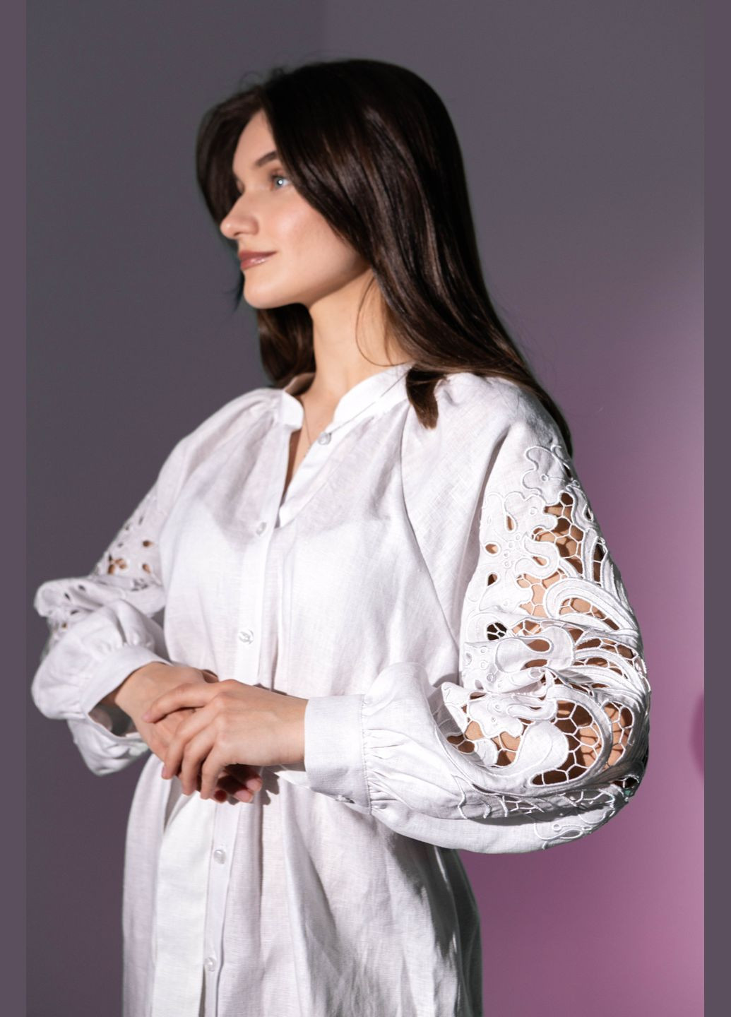 Белое платье вышитое льняное "грейт" белое No Brand