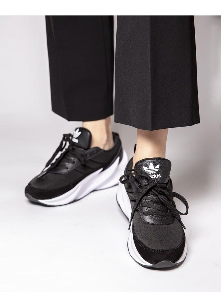 Чорні Осінні кросівки чоловічі adidas shark black white адідас шарк No Brand