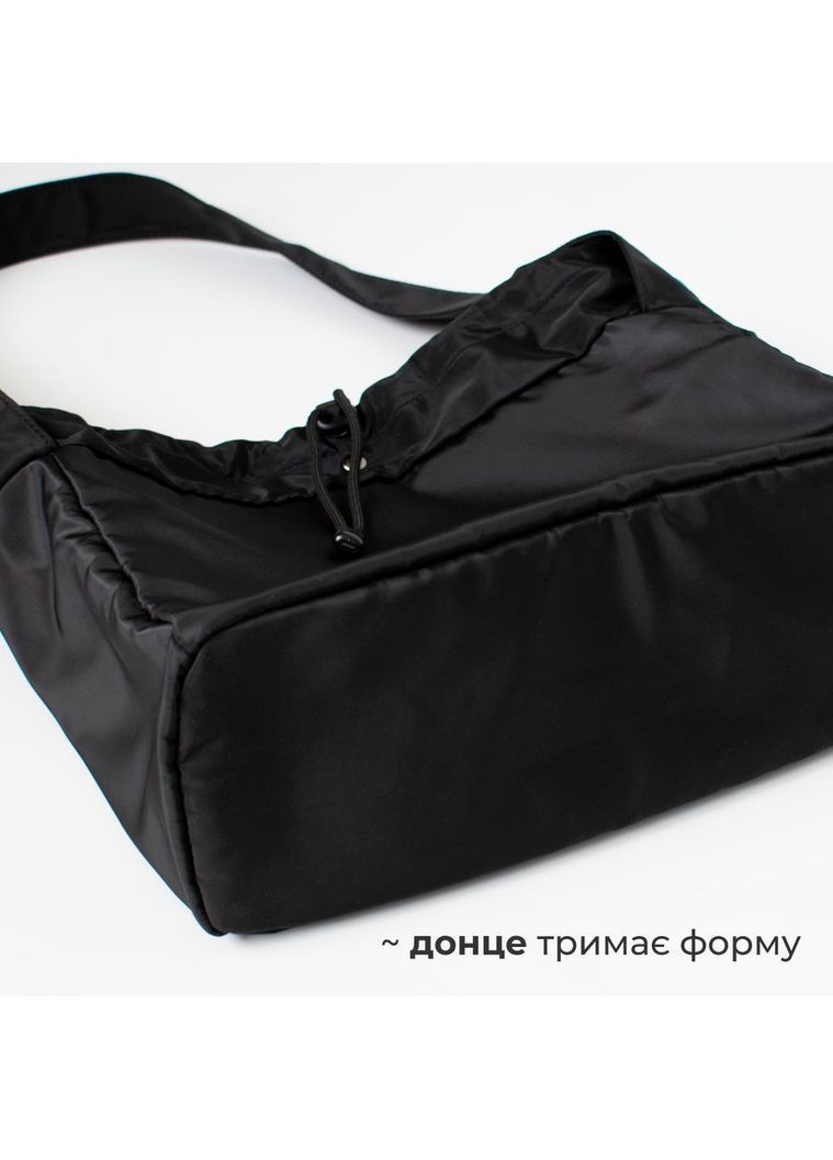 Чорна сумка-месенджер на магніт містка торба як мішок класичний практичний стиль водостійкий casual шопер для спорту молодіжна No Brand (368717662)