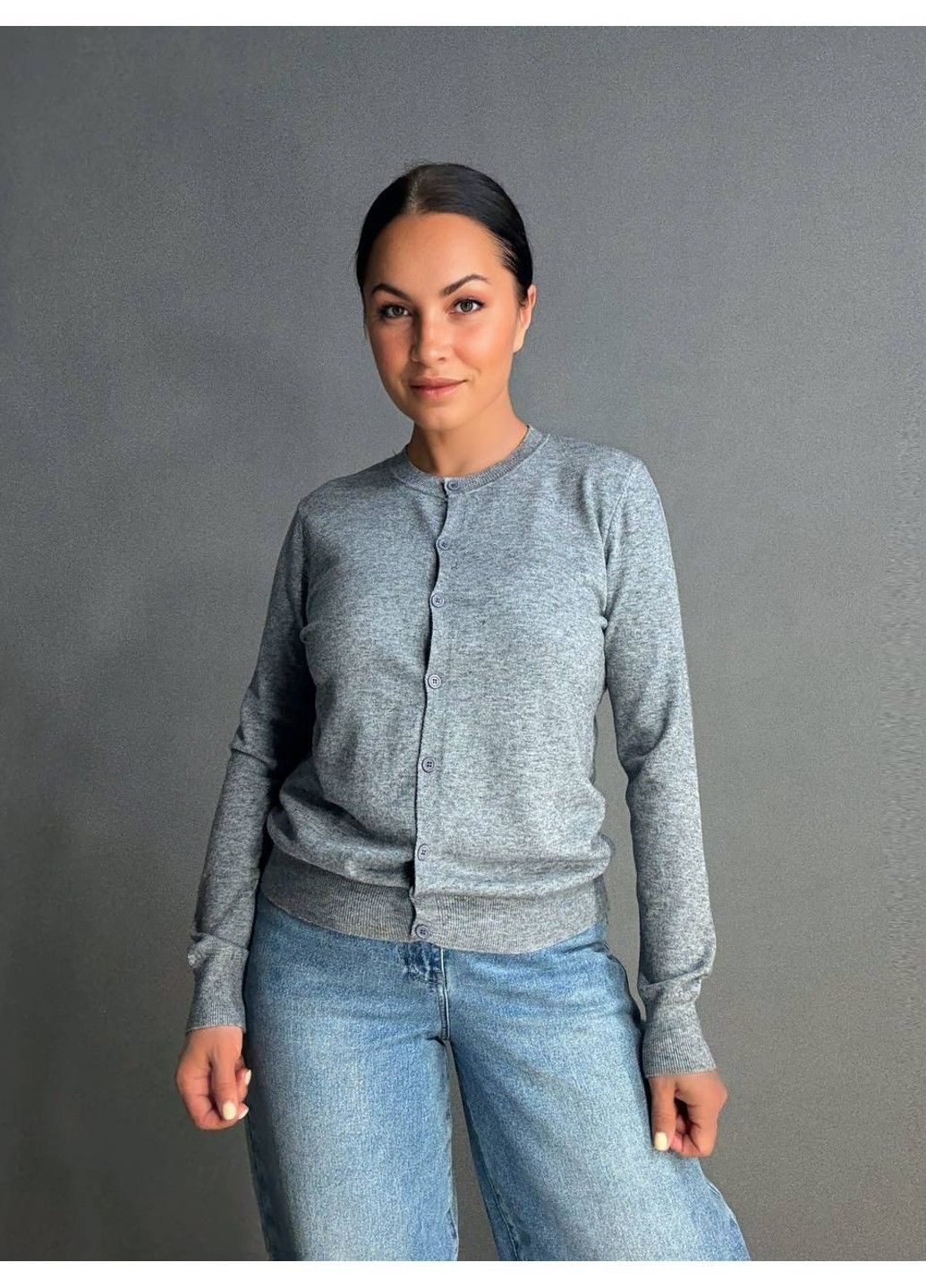 Серый демисезонный кардиган No Brand