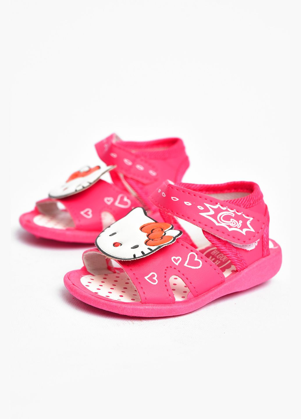 Розовые джинсовые сандали детские розового цвета Let's Shop на липучке